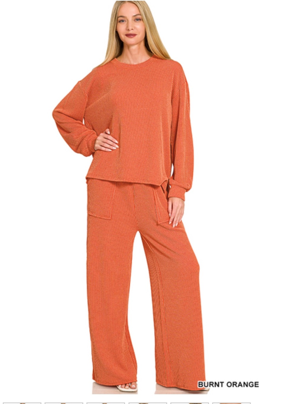 318 ❤️ ZENANA by orange RAISED RIB ROUND
NECK PULLOVER & PANTS
SET